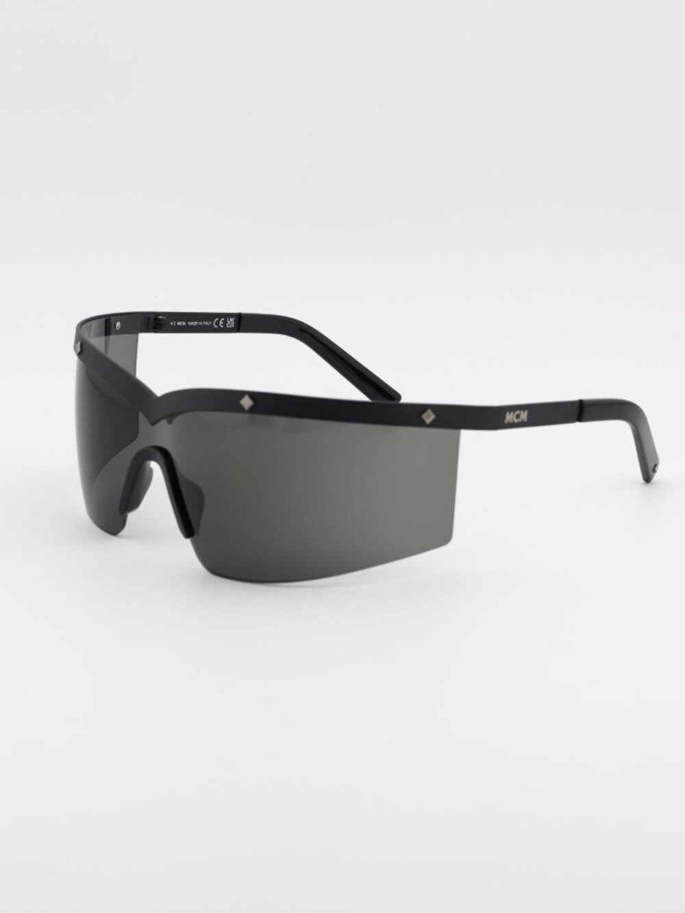 MCM MW0016 02A Sunglasses Black Shield Frame, Smoke Lenses